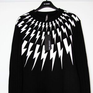 BNWT NEIL BARRETT THUNDERBOLT KNIT RIBBED SLEEVES SWEATER M